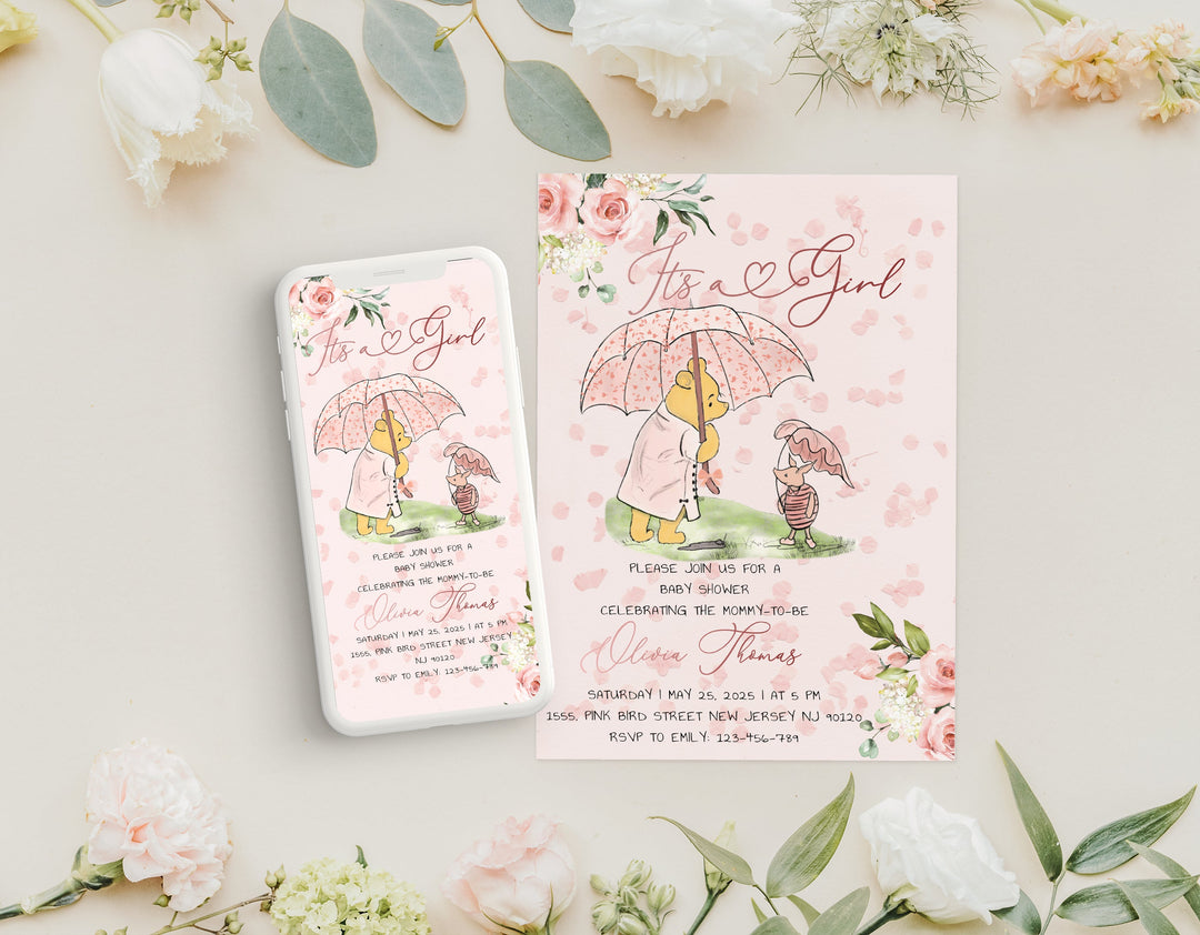 Editable baby shower invitation card templates for girls and boys with instant download