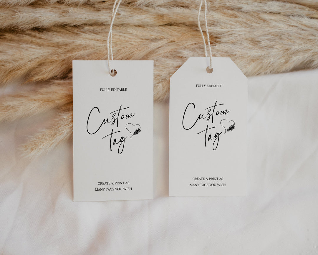 Editable favor and gift tag templates - printable thank you tags for weddings, baby showers and birthdays and business